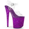 Pleaser Direct Flamingo 808LG Purple Glitter Platforms Glitter Shoes