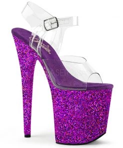 Pleaser Direct Flamingo 808LG Purple Glitter Platforms Glitter Shoes