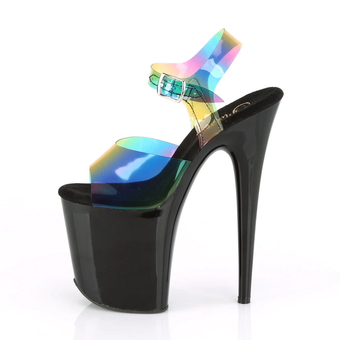 Pleaser Direct Flamingo 808RB Rainbow And Black Patent Platform Heels 3 Pleaser Direct Flamingo 808RB Rainbow And Black Patent Platform Heels