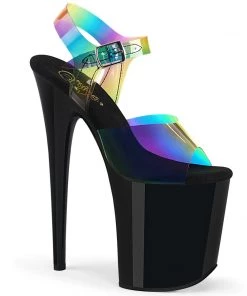 Pleaser Direct Flamingo 808RB Rainbow And Black Patent Platform Heels