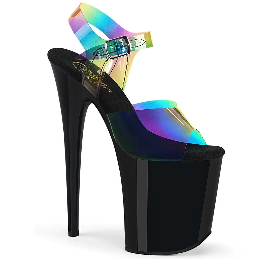 Pleaser Direct Flamingo 808RB Rainbow And Black Patent Platform Heels 1 Pleaser Direct Flamingo 808RB Rainbow And Black Patent Platform Heels