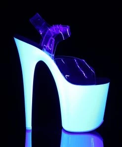 Pleaser Direct Platform Shoes Flamingo 808UV Neon White Platforms 9 Pleaser Direct Platform Shoes Flamingo 808UV Neon White Platforms