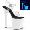Pleaser Direct Platform Shoes Flamingo 808UV Neon White Platforms