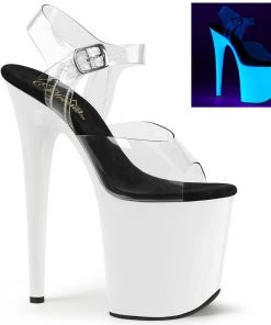 Pleaser Direct Platform Shoes Flamingo 808UV Neon White Platforms