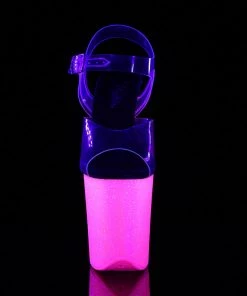 Pleaser Direct Glitter Shoes Flamingo 808UVG Neon Pink Glitter Platforms