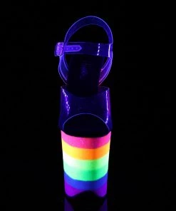 Pleaser Direct Flamingo 808UVRB Rainbow Glitter Platforms Glitter Shoes