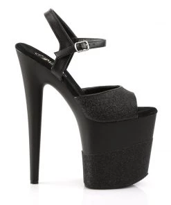 Pleaser Direct Larger Size Shoes Flamingo 809-2G Black Glitter Platforms