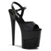 Pleaser Direct Larger Size Shoes Flamingo 809-2G Black Glitter Platforms