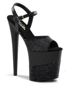 Pleaser Direct Larger Size Shoes Flamingo 809-2G Black Glitter Platforms