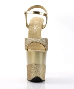 Pleaser Direct Flamingo 809-2G Gold Glitter Platforms Larger Size Shoes