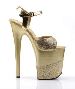 Pleaser Direct Flamingo 809-2G Gold Glitter Platforms Larger Size Shoes