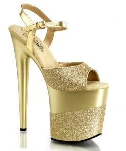 Pleaser Direct Flamingo 809-2G Gold Glitter Platforms Larger Size Shoes