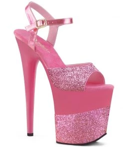 Pleaser Direct Larger Size Shoes Flamingo 809-2G Pink Glitter Platforms