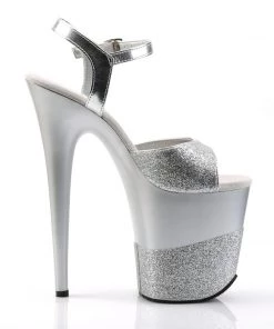 Pleaser Direct Flamingo 809-2G Silver Glitter Platforms Larger Size Shoes