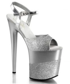 Pleaser Direct Flamingo 809-2G Silver Glitter Platforms Larger Size Shoes