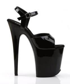 Pleaser Direct Flamingo 809 Black Patent Platform Heels Larger Size Shoes