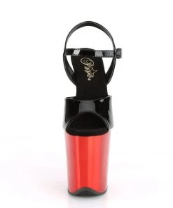 Pleaser Direct Flamingo 809 Black Patent & Red Chrome Platforms