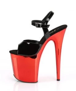 Pleaser Direct Flamingo 809 Black Patent & Red Chrome Platforms