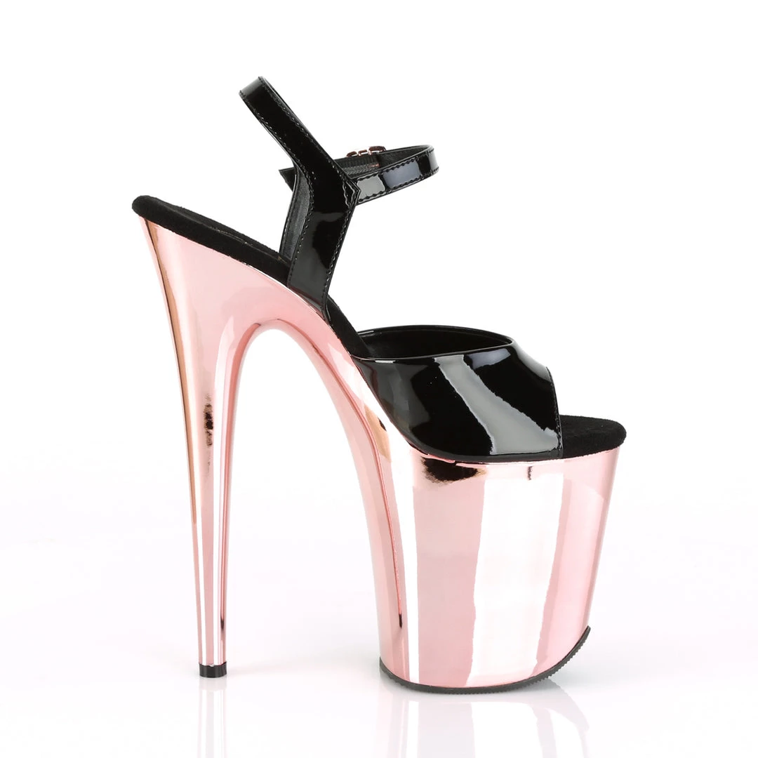 Pleaser Direct Flamingo 809 Black Patent & Rose Gold Chrome Platforms 5 Pleaser Direct Flamingo 809 Black Patent & Rose Gold Chrome Platforms