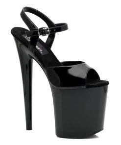 Pleaser Direct Flamingo 809 Black Patent Platform Heels Larger Size Shoes