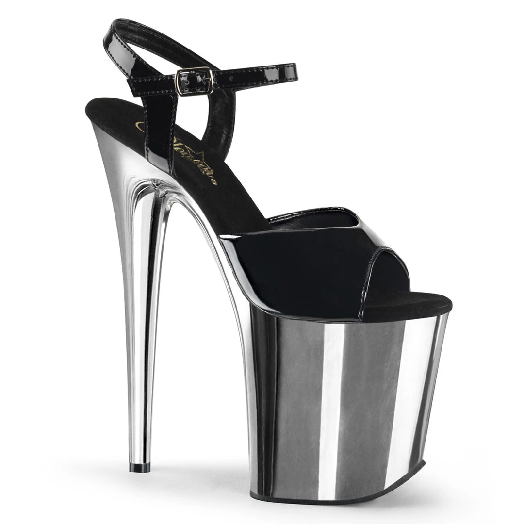 Pleaser Direct Flamingo 809 Black Patent & Silver Chrome Platforms 1 Pleaser Direct Flamingo 809 Black Patent & Silver Chrome Platforms