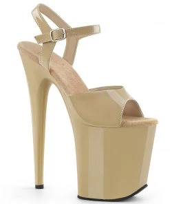 Pleaser Direct Flamingo 809 Cream Patent Platform Heels