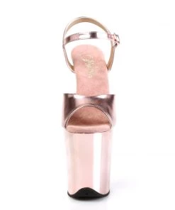 Pleaser Direct Flamingo 809 Rose Gold Chrome Platform Heels Larger Size Shoes