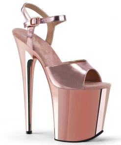 Pleaser Direct Flamingo 809 Rose Gold Chrome Platform Heels Larger Size Shoes