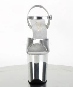 Pleaser Direct Flamingo 809 Silver Chrome Platform Heels