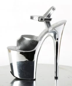 Pleaser Direct Flamingo 809 Silver Chrome Platform Heels