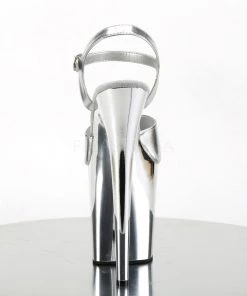 Pleaser Direct Flamingo 809 Silver Chrome Platform Heels