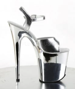 Pleaser Direct Flamingo 809 Silver Chrome Platform Heels