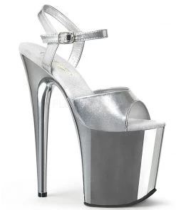 Pleaser Direct Flamingo 809 Silver Chrome Platform Heels