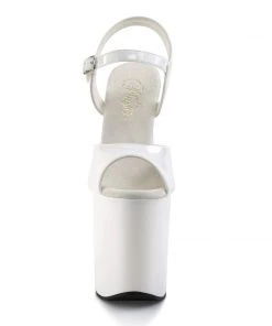 Pleaser Direct Larger Size Shoes Flamingo 809 White Patent Platform Heels