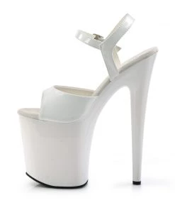Pleaser Direct Larger Size Shoes Flamingo 809 White Patent Platform Heels