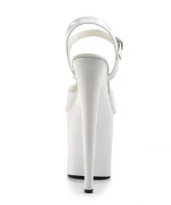 Pleaser Direct Larger Size Shoes Flamingo 809 White Patent Platform Heels