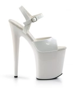 Pleaser Direct Larger Size Shoes Flamingo 809 White Patent Platform Heels