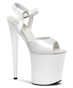 Pleaser Direct Larger Size Shoes Flamingo 809 White Patent Platform Heels