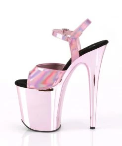 Pleaser Direct Flamingo 809HG Pink Hologram And Chrome Platforms Platform Shoes