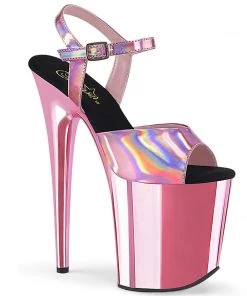 Pleaser Direct Flamingo 809HG Pink Hologram And Chrome Platforms Platform Shoes