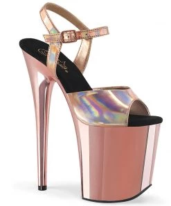 Pleaser Direct Flamingo 809HG Rose Gold Hologram & Chrome Platforms Platform Shoes