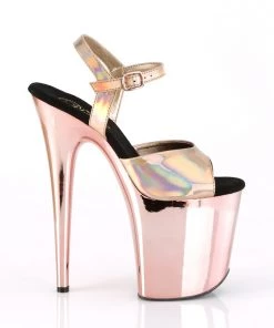 Pleaser Direct Flamingo 809HG Rose Gold Hologram & Chrome Platforms Platform Shoes