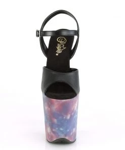 Pleaser Direct Platform Shoes Flamingo 809REFL Black & Galaxy Platforms