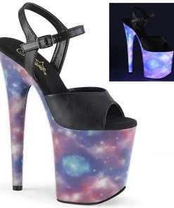 Pleaser Direct Platform Shoes Flamingo 809REFL Black & Galaxy Platforms
