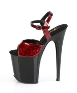 Pleaser Direct Flamingo 809SP Black And Red Snake Print Platform Heels