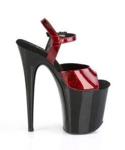 Pleaser Direct Flamingo 809SP Black And Red Snake Print Platform Heels