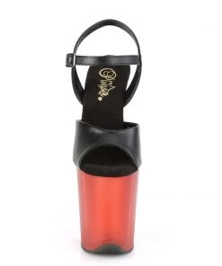 Pleaser Direct Platform Shoes Flamingo 809T Black Matte & Red Platforms