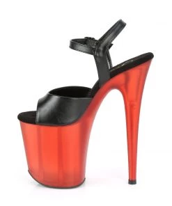 Pleaser Direct Platform Shoes Flamingo 809T Black Matte & Red Platforms