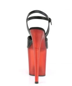 Pleaser Direct Platform Shoes Flamingo 809T Black Matte & Red Platforms