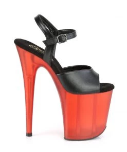 Pleaser Direct Platform Shoes Flamingo 809T Black Matte & Red Platforms